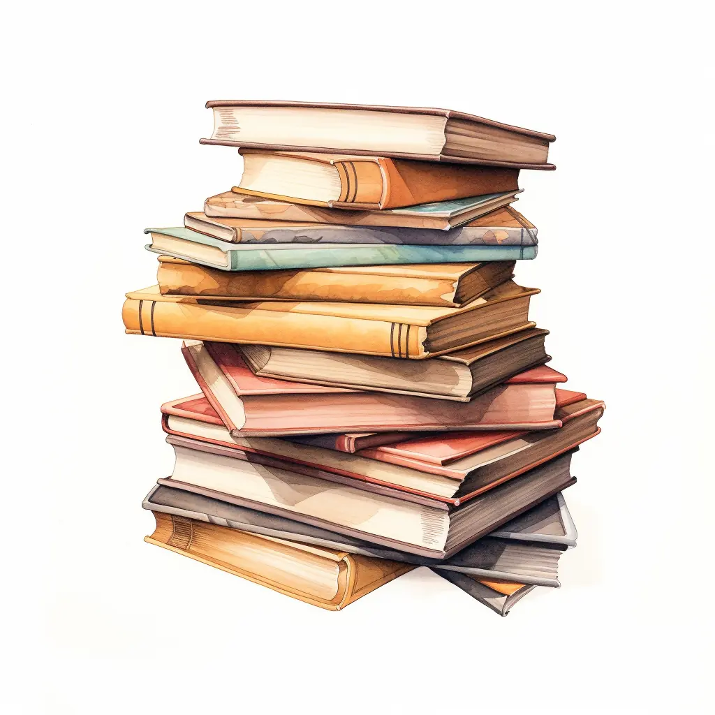 Pastellfarben und halbrealistische Zeichnung: Bücher als Kunstwerk. Pastellfarben und halbrealistische Zeichnung: Bücher als Kunstwerk.
