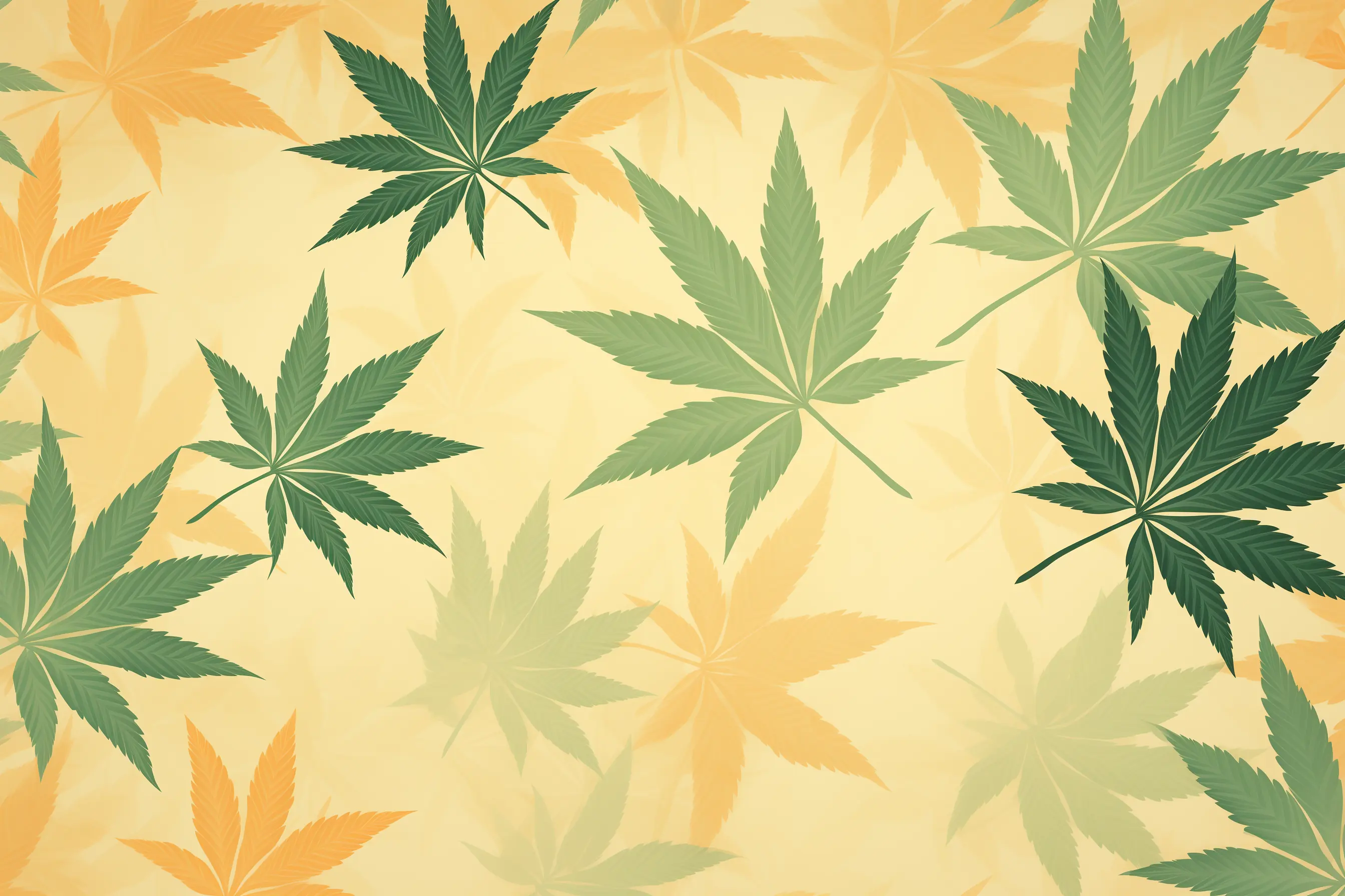 Cannabis Social Club in Offenbach am Main: Gemütvolle Stimmung mit schlichten Cannabisblättern Ein beiger Hintergrund mit einer Anordnung aus Cannabisblättern, das für einen Cannabis Social Club in Offenbach am Main angefertigt wurde.
